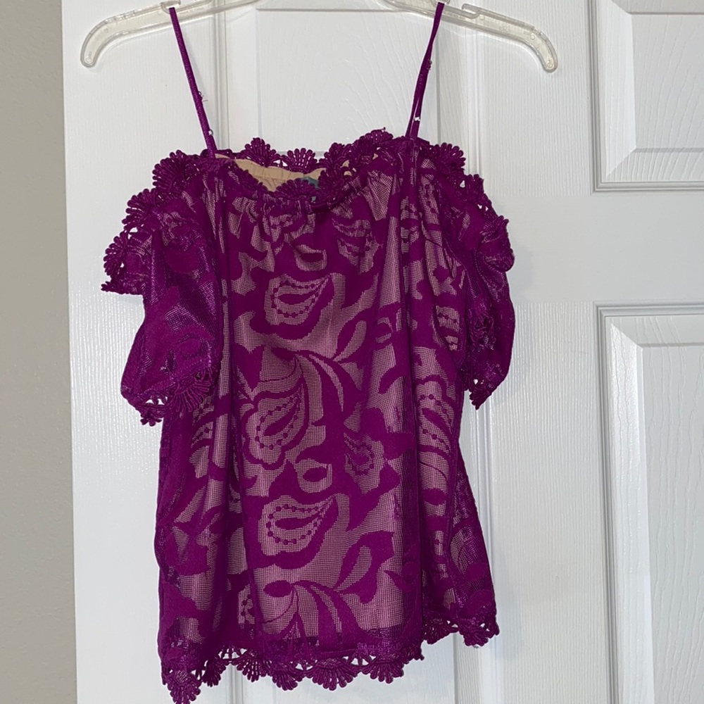 Skies are blue- off the shoulder blouse